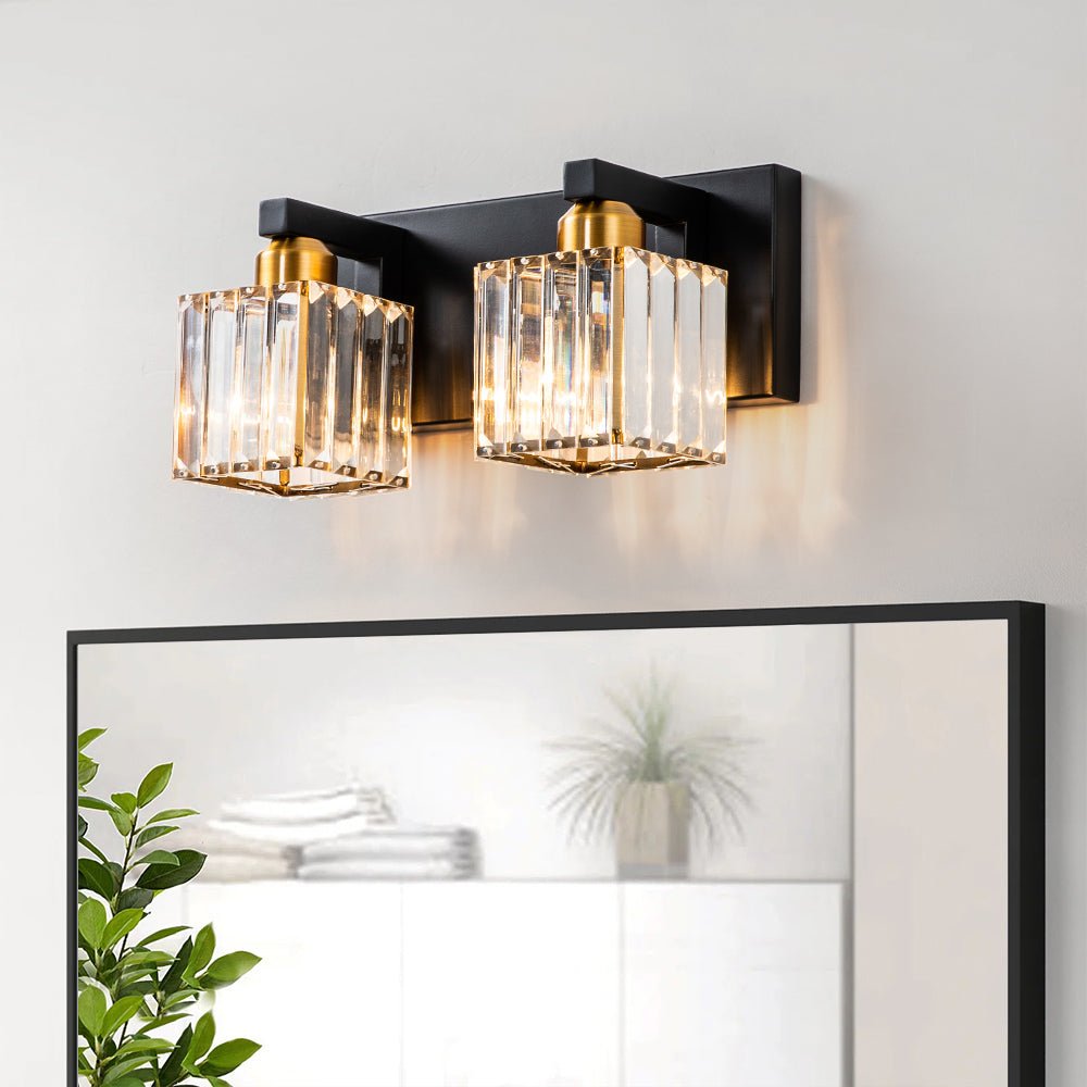 Lumen Modern Crystal Vanity Wall Lamp - Lamp Copper