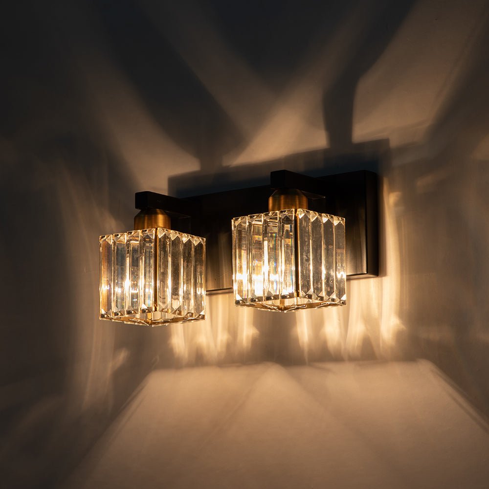 Lumen Modern Crystal Vanity Wall Lamp - Lamp Copper