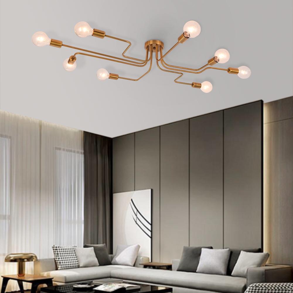 Qvistunix Modern Industrial Sputnik Metal Semi Flush Light