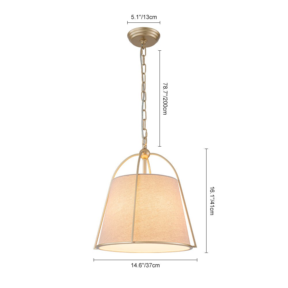 Dvaluvyt Modern Ivory Conical Drum Linen Pendant Light