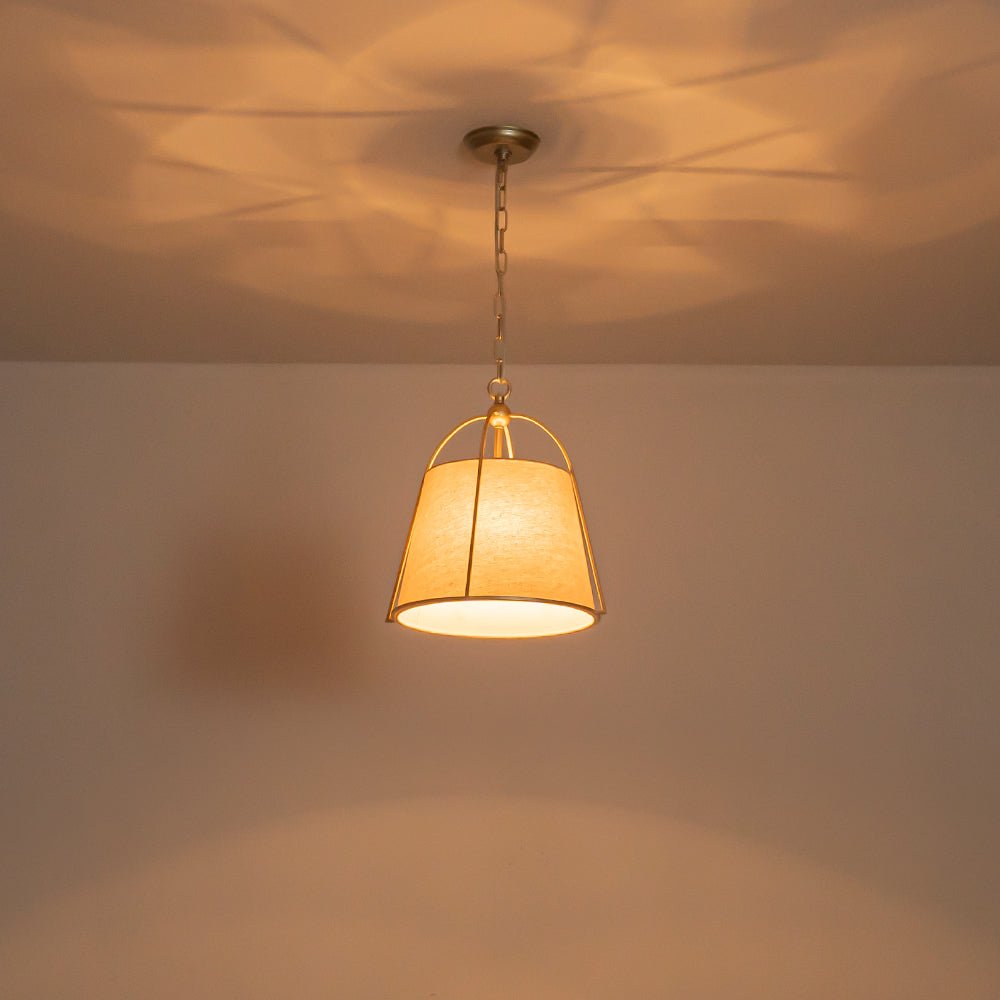 Dvaluvyt Modern Ivory Conical Drum Linen Pendant Light