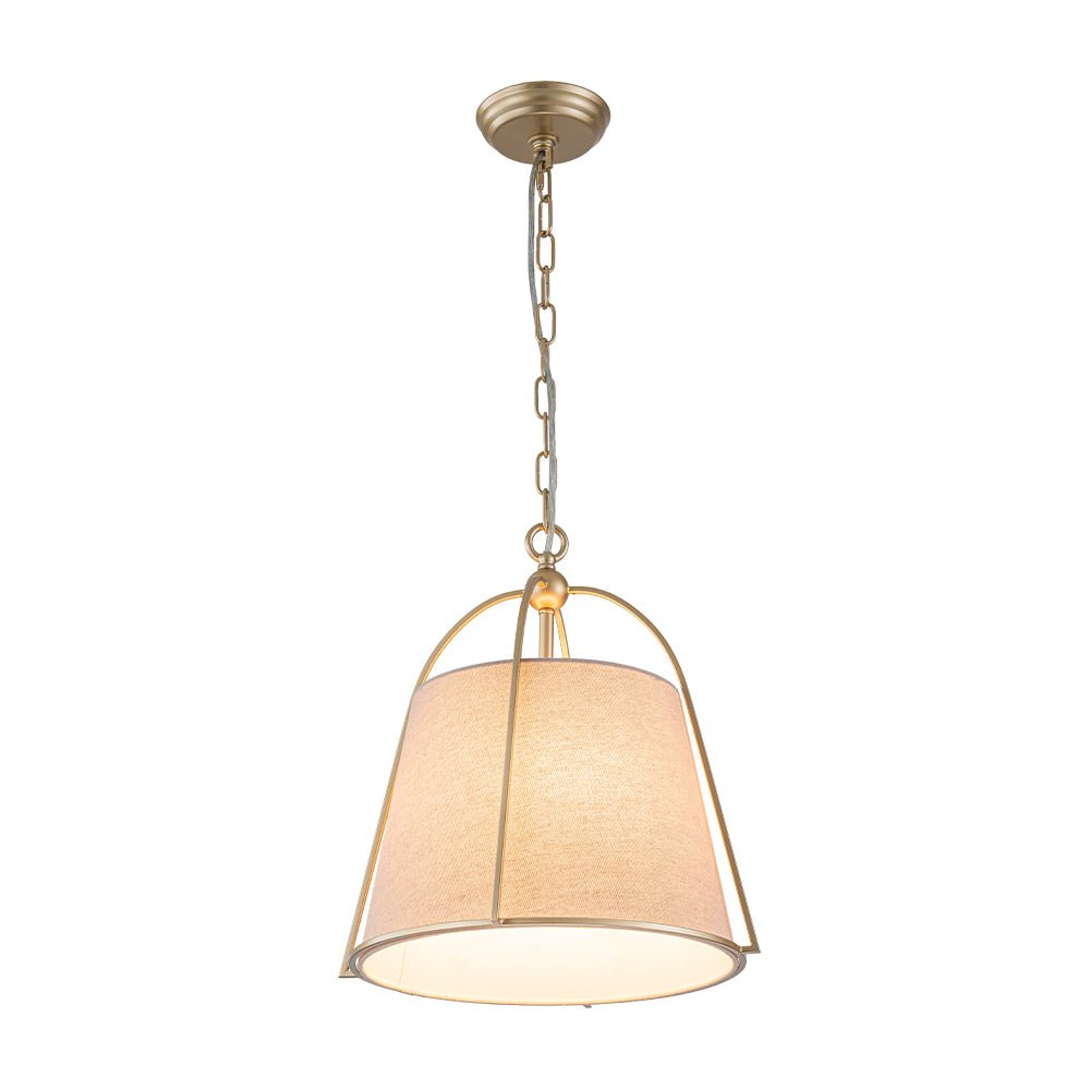 Dvaluvyt Modern Ivory Conical Drum Linen Pendant Light