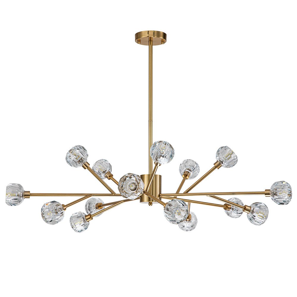 Jarnbruvya Modern Mid-century Sputnik Brass Crystal Chandelier