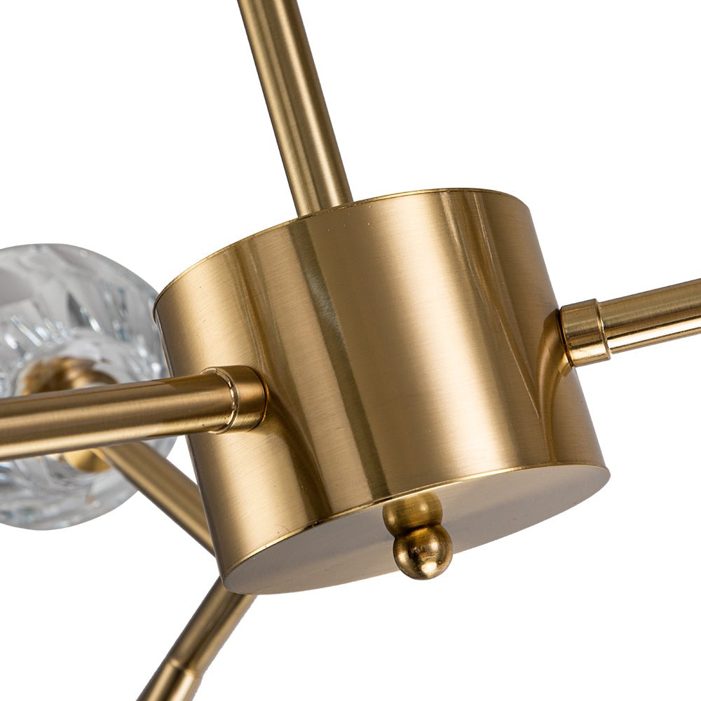 Jarnbruvya Modern Mid-century Sputnik Brass Crystal Chandelier