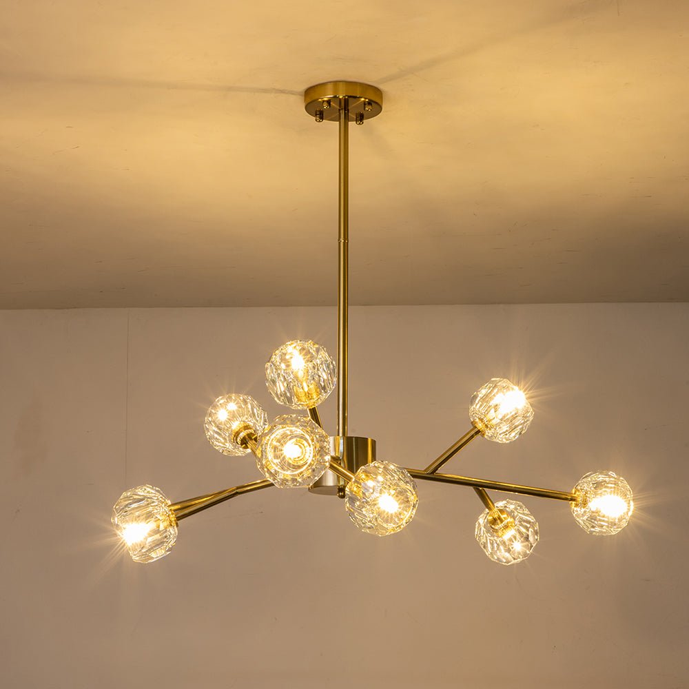 Jarnbruvya Modern Mid-century Sputnik Brass Crystal Chandelier