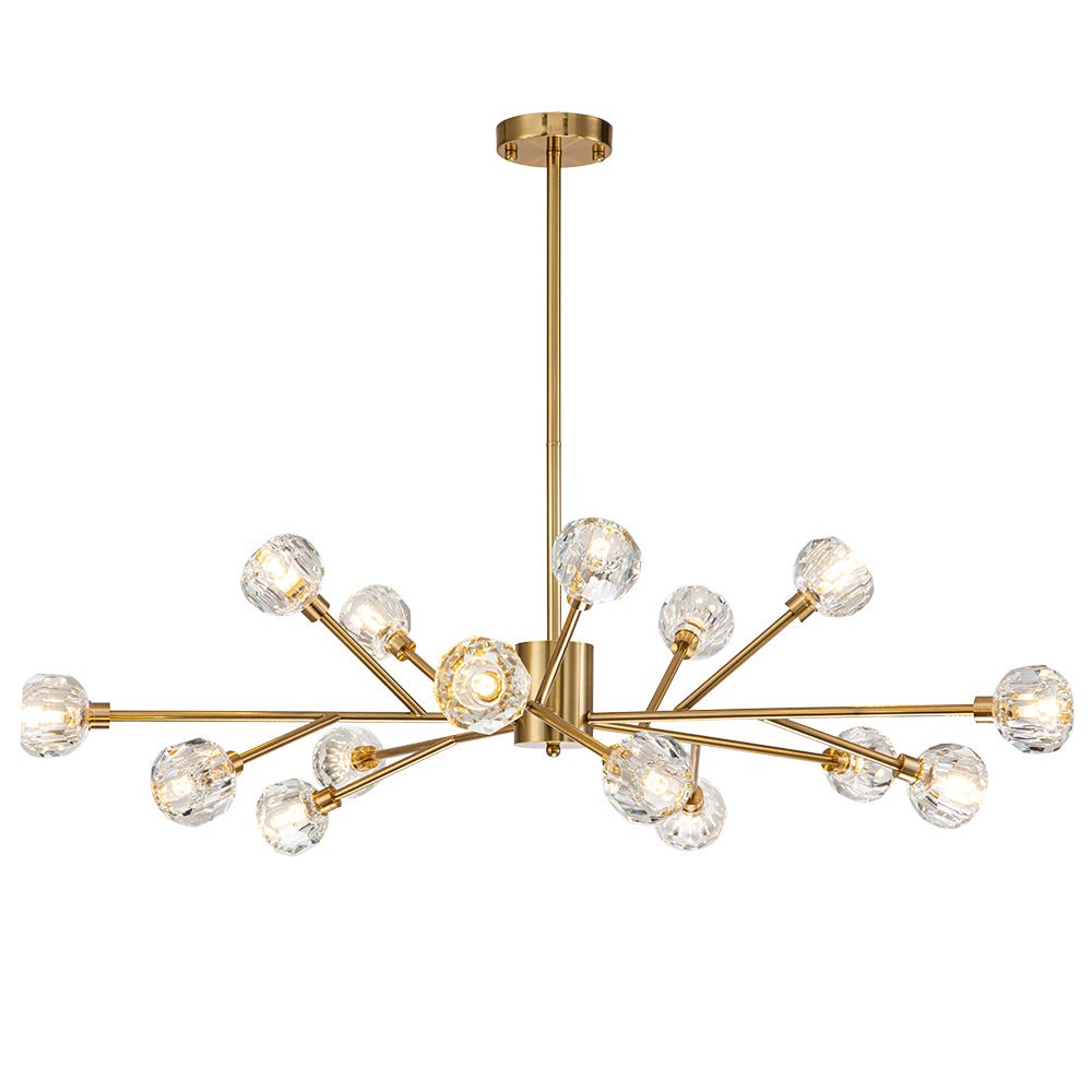 Jarnbruvya Modern Mid-century Sputnik Brass Crystal Chandelier