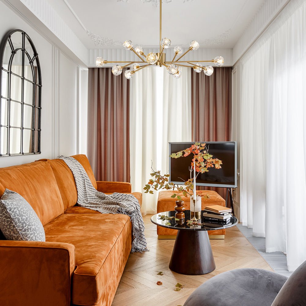 Jarnbruvya Modern Mid-century Sputnik Brass Crystal Chandelier