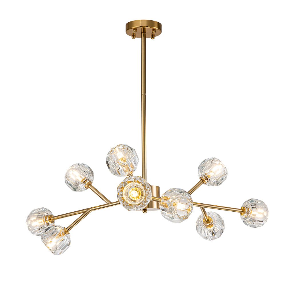 Jarnbruvya Modern Mid-century Sputnik Brass Crystal Chandelier