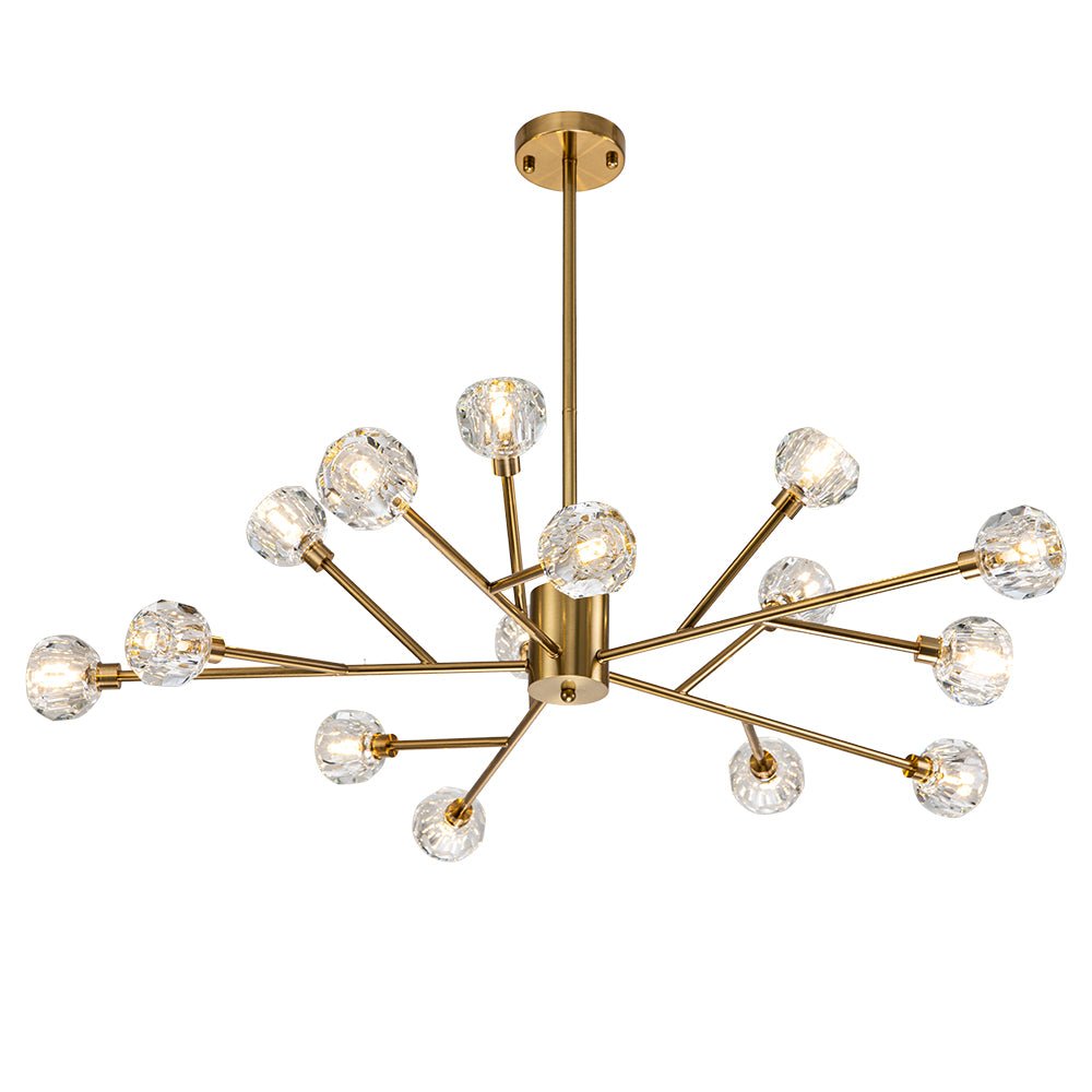 Jarnbruvya Modern Mid-century Sputnik Brass Crystal Chandelier