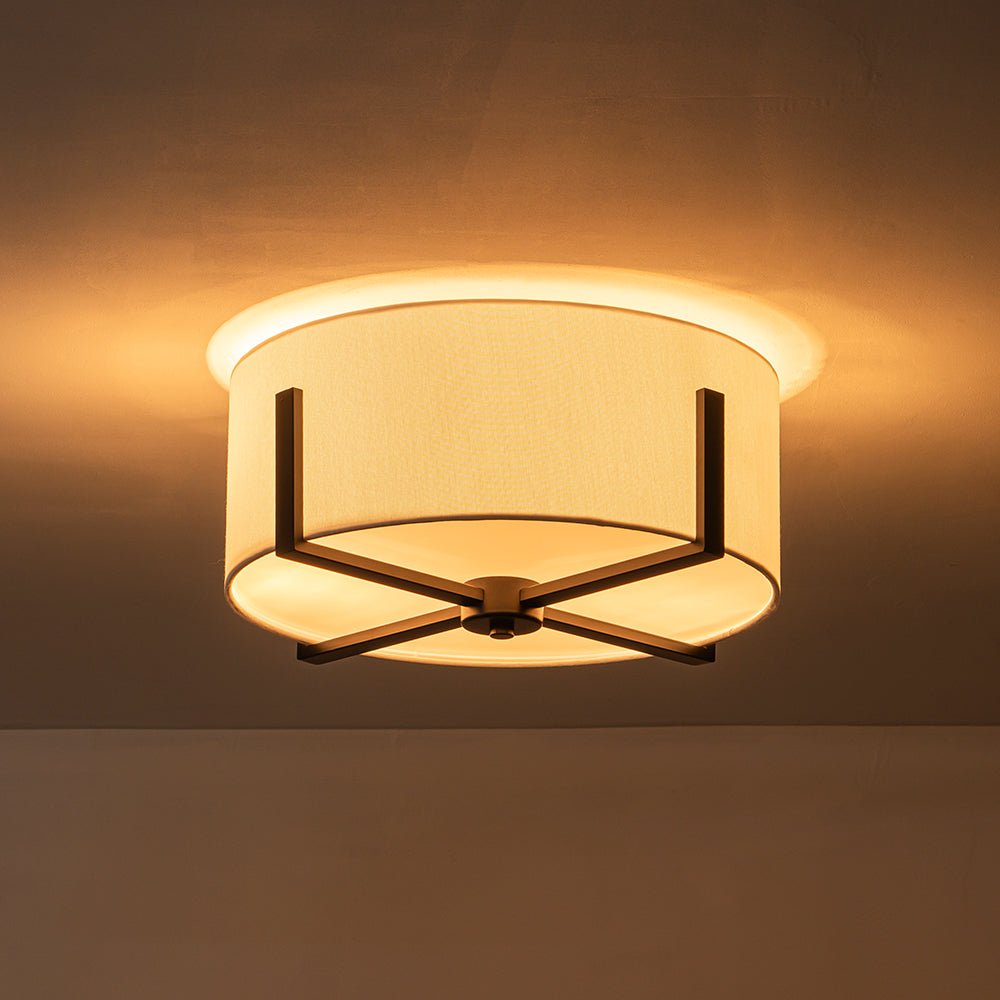 Aevulix Modern Wide Drum Fabric Flush Mount Light