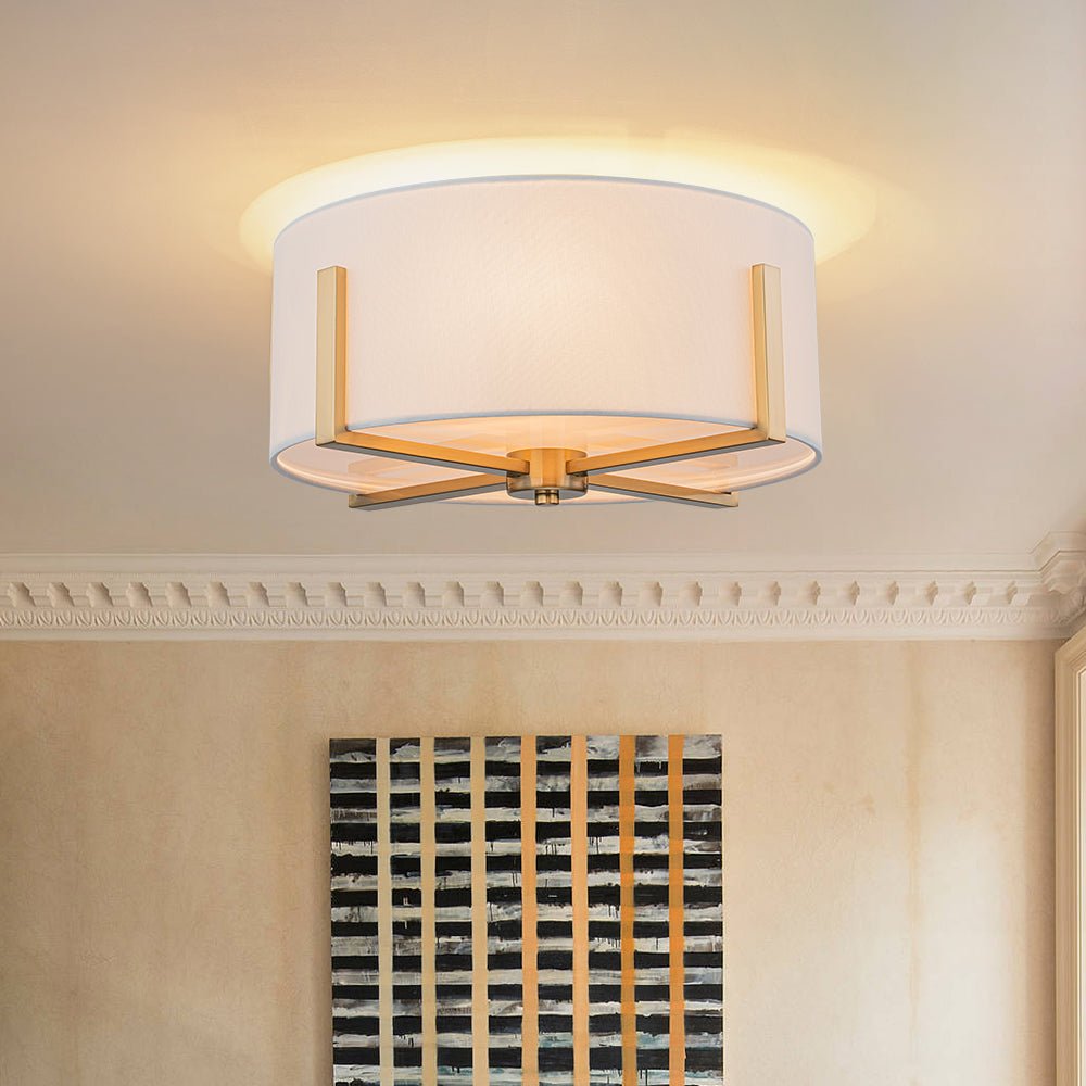 Aevulix Modern Wide Drum Fabric Flush Mount Light