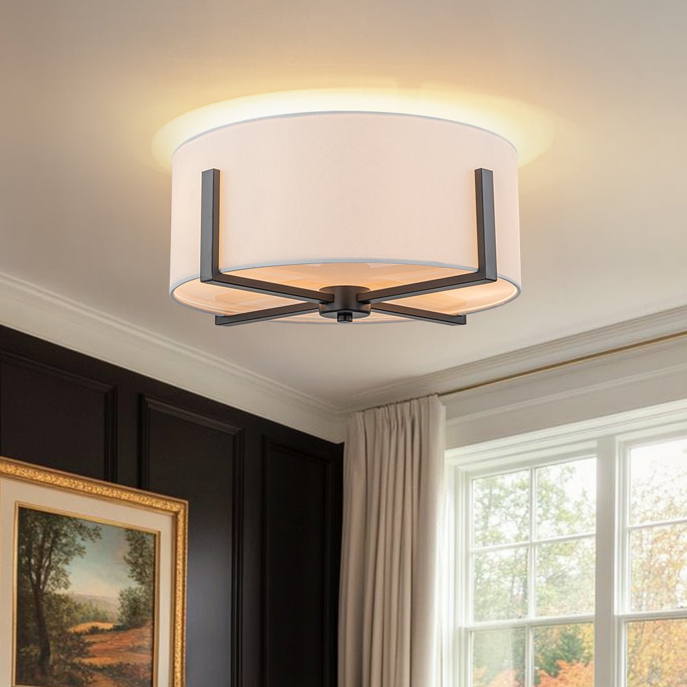 Aevulix Modern Wide Drum Fabric Flush Mount Light