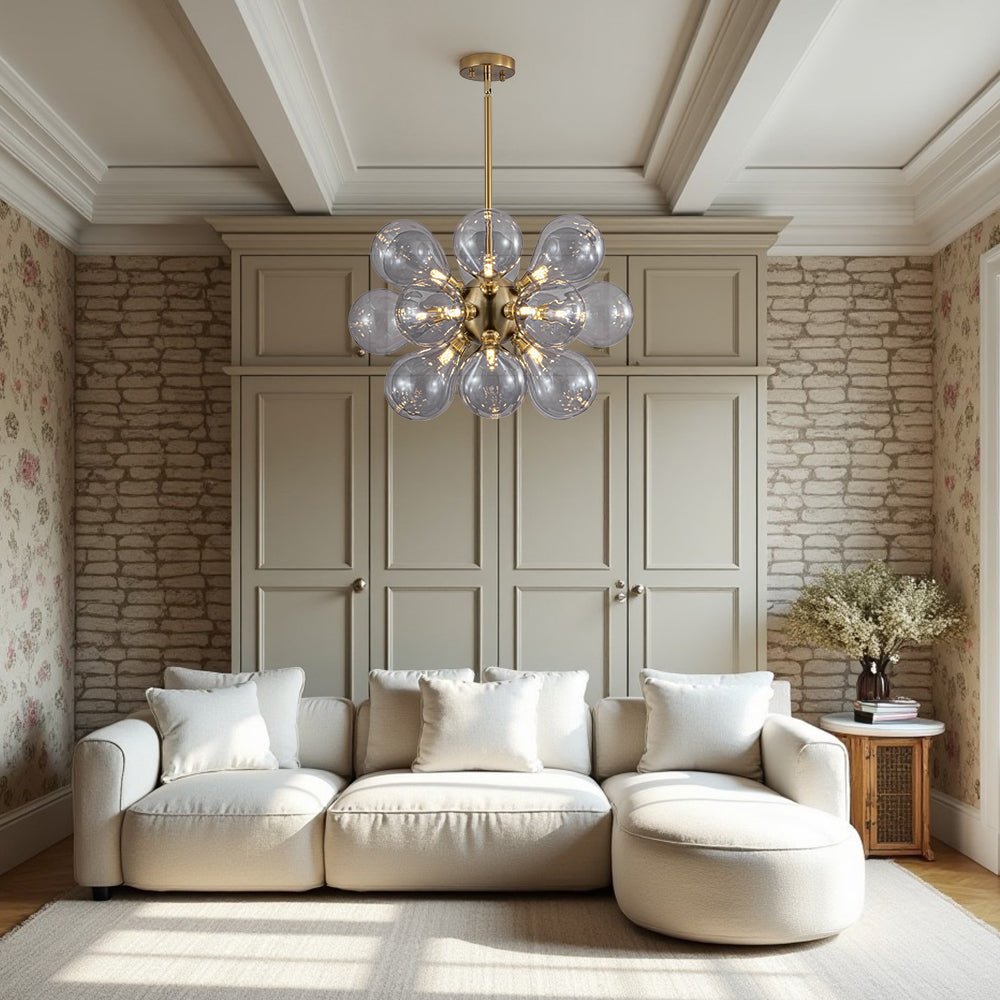 Himinuvyr Morandi Cluster Lavender Gray Glass Chandelier