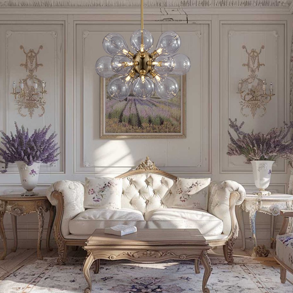 Himinuvyr Morandi Cluster Lavender Gray Glass Chandelier