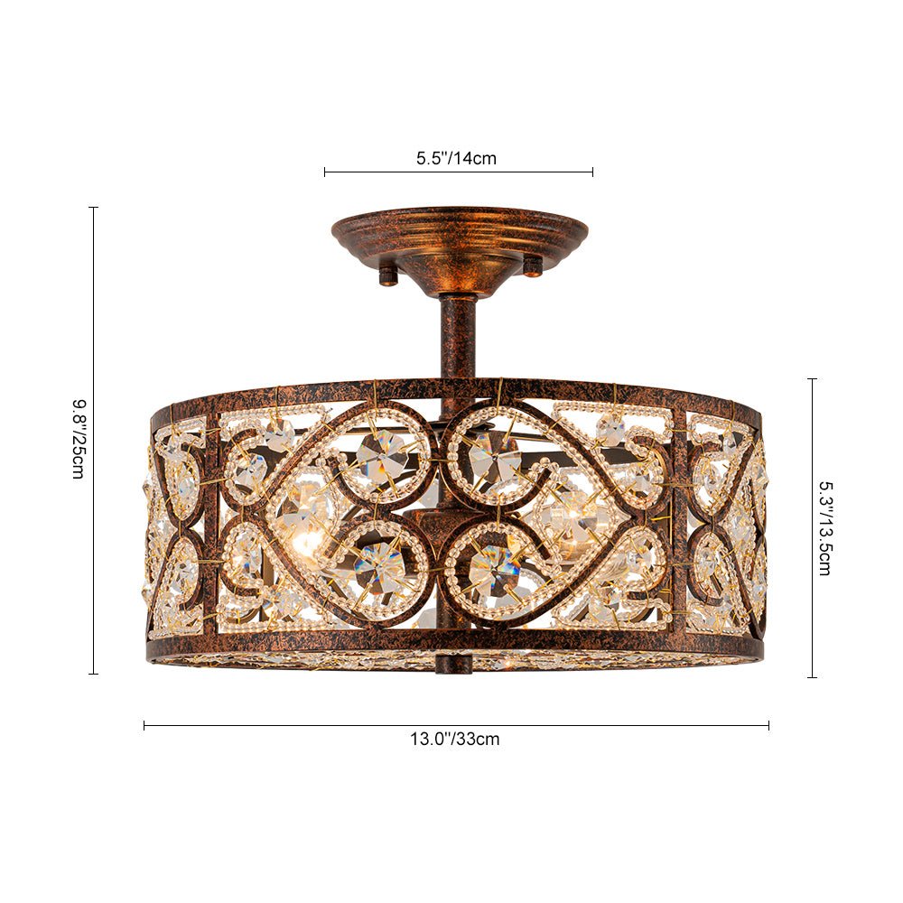 Blomst Moroccan Antique Crystal Semi Flush Mount Ceiling Light