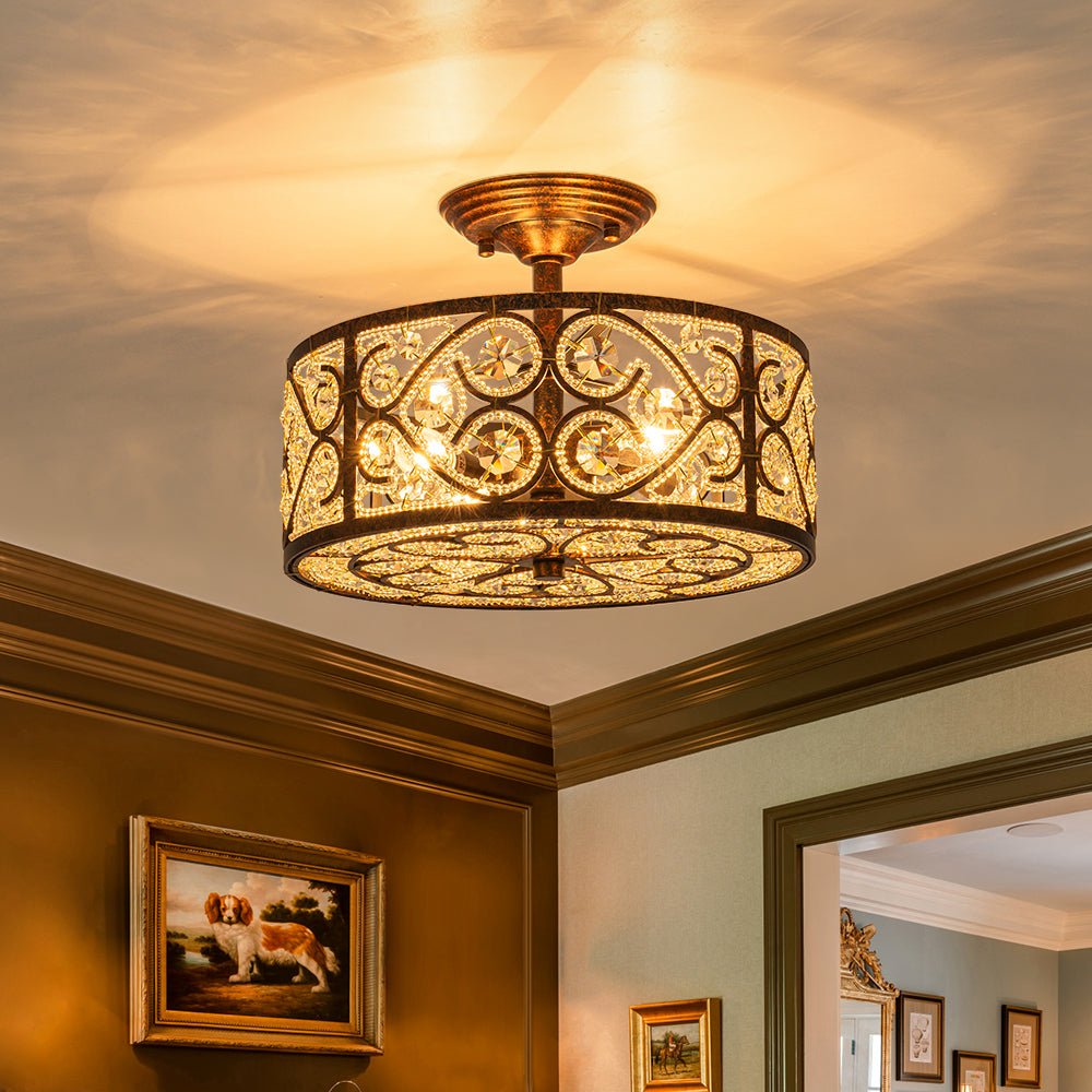 Blomst Moroccan Antique Crystal Semi Flush Mount Ceiling Light
