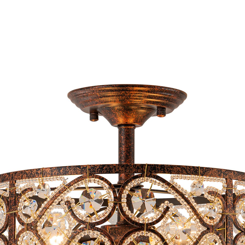 Blomst Moroccan Antique Crystal Semi Flush Mount Ceiling Light