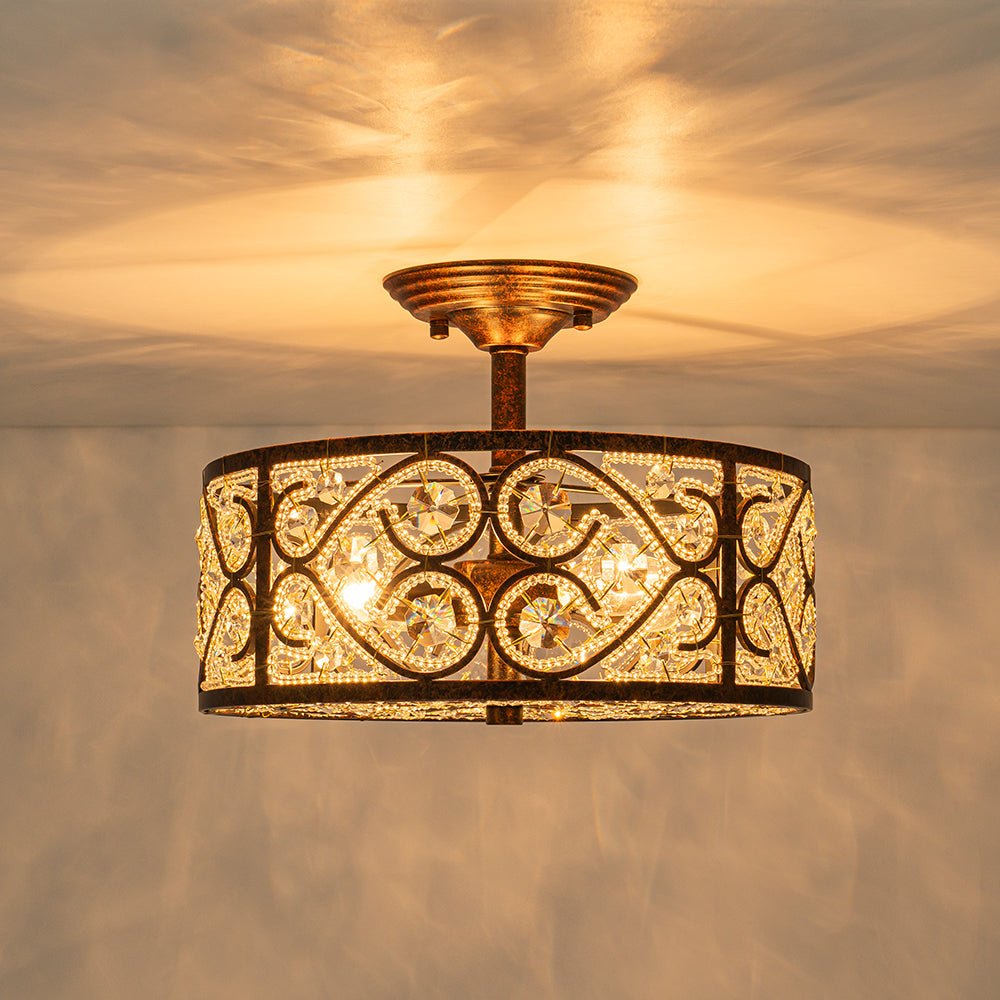 Blomst Moroccan Antique Crystal Semi Flush Mount Ceiling Light
