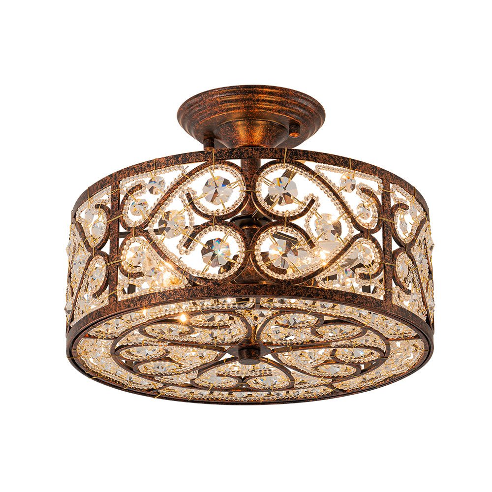 Blomst Moroccan Antique Crystal Semi Flush Mount Ceiling Light