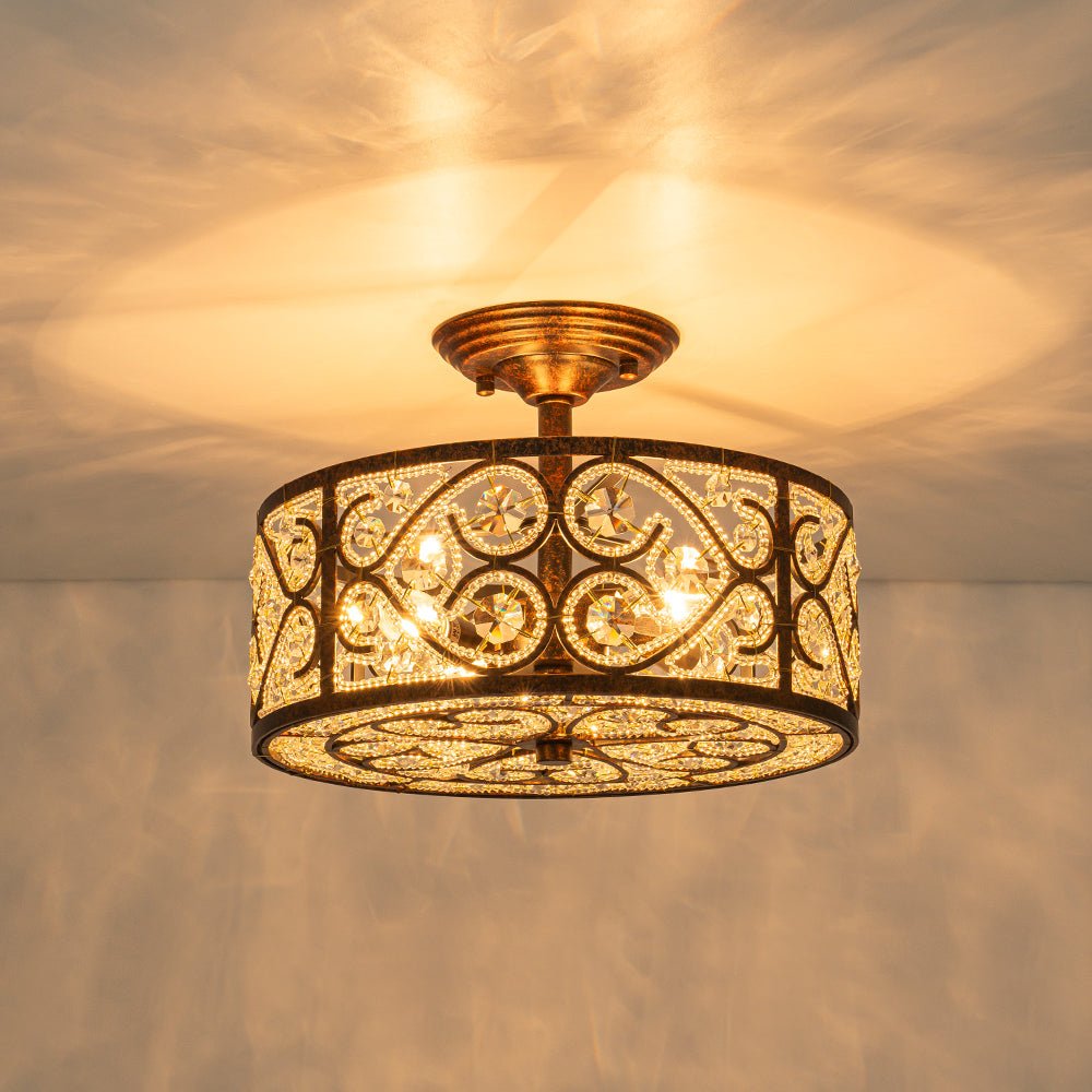 Blomst Moroccan Antique Crystal Semi Flush Mount Ceiling Light