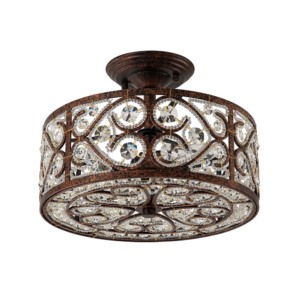Blomst Moroccan Antique Crystal Semi Flush Mount Ceiling Light