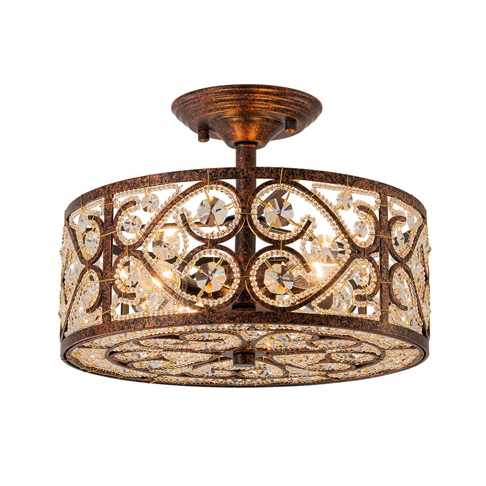 Blomst Moroccan Antique Crystal Semi Flush Mount Ceiling Light
