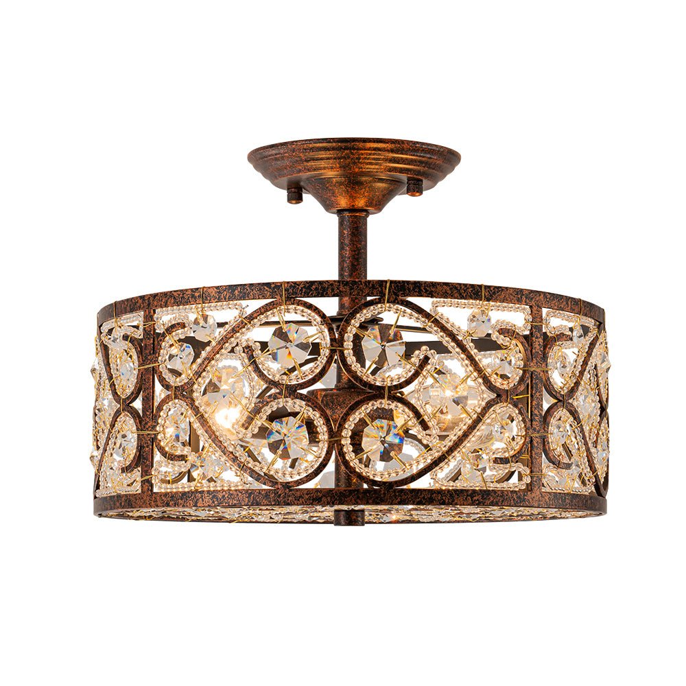 Blomst Moroccan Antique Crystal Semi Flush Mount Ceiling Light