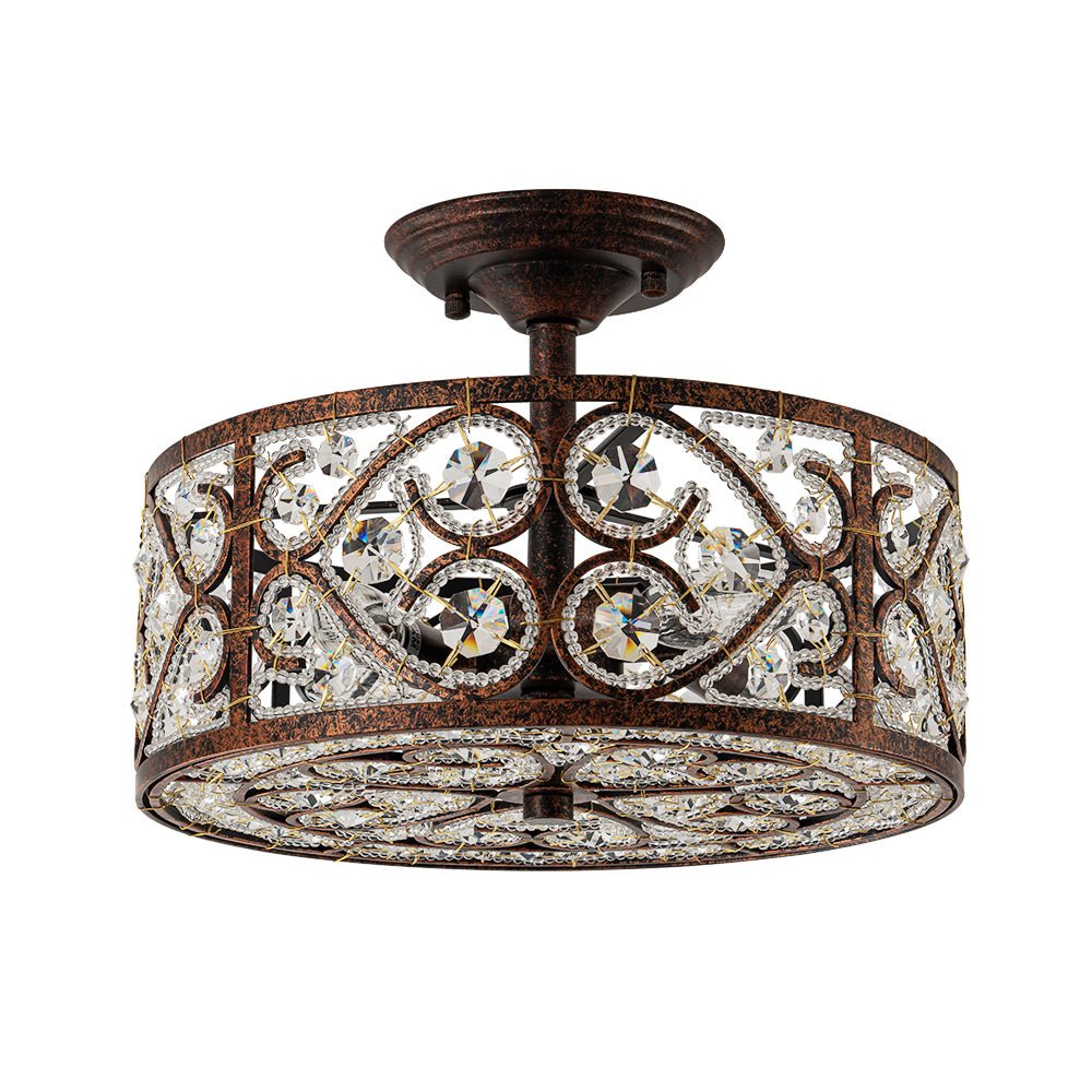 Blomst Moroccan Antique Crystal Semi Flush Mount Ceiling Light