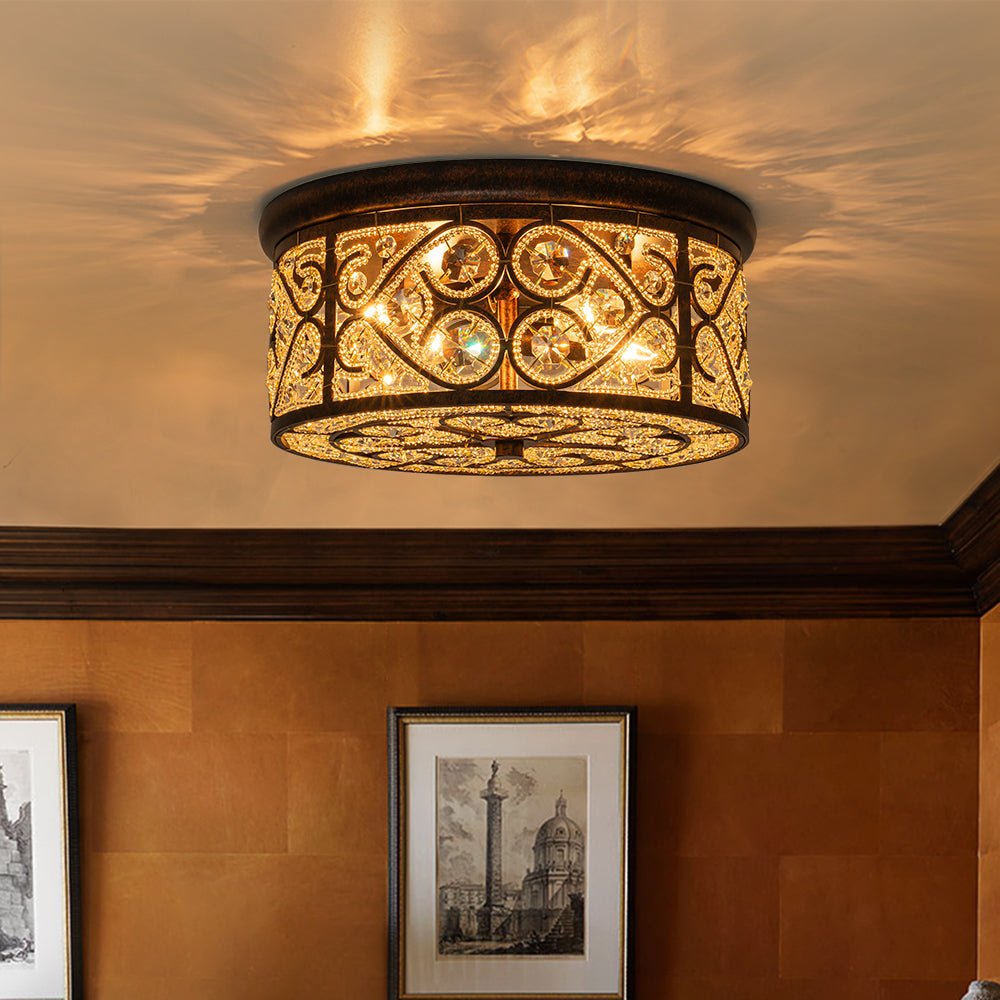 Caelunix Moroccan Antique Crystal Flush Mount Ceiling Light