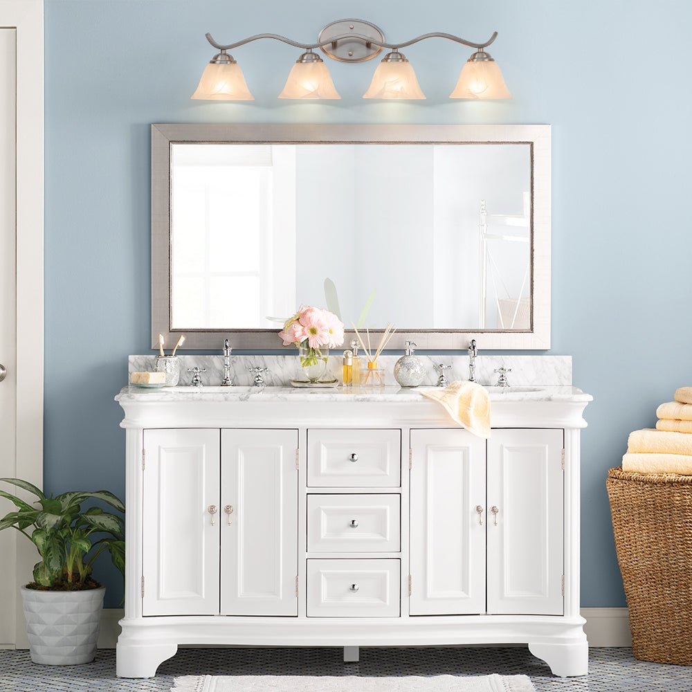 Tinduvya Nickel Cloud Bell Shade Glass Vanity Light