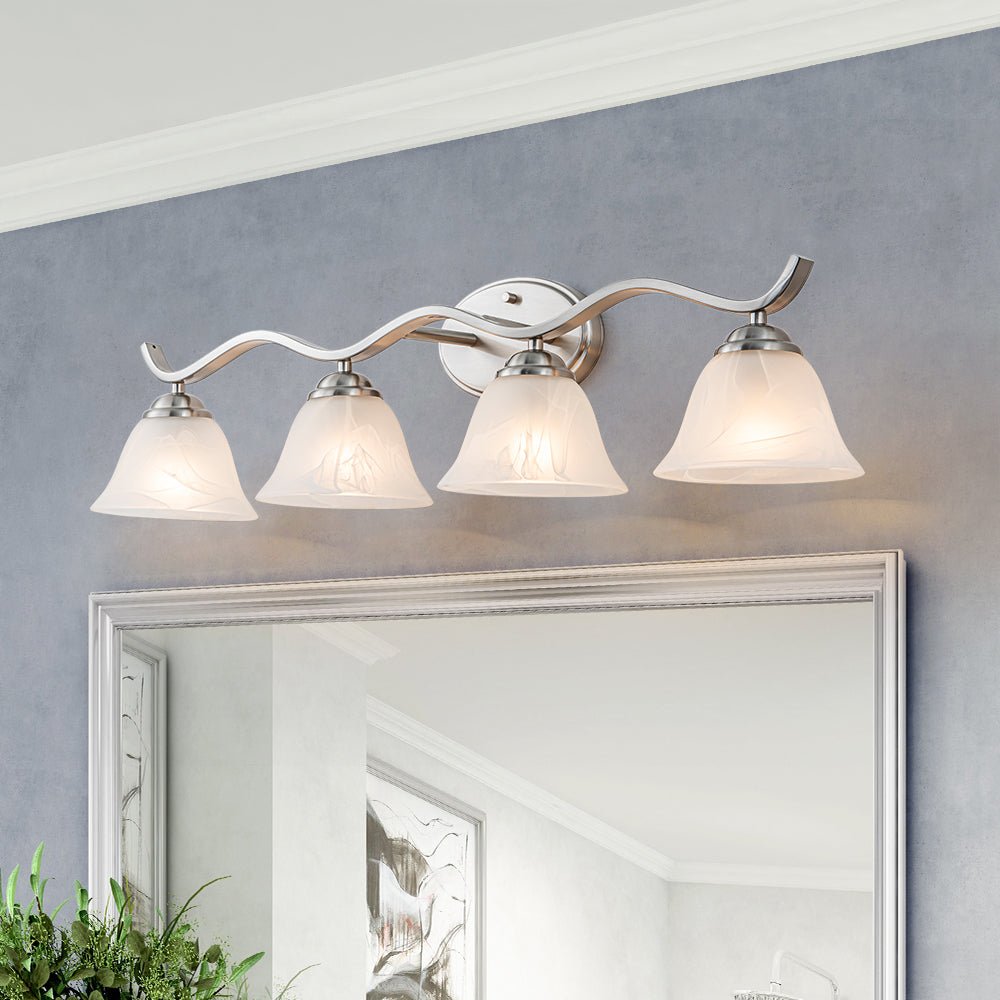 Tinduvya Nickel Cloud Bell Shade Glass Vanity Light