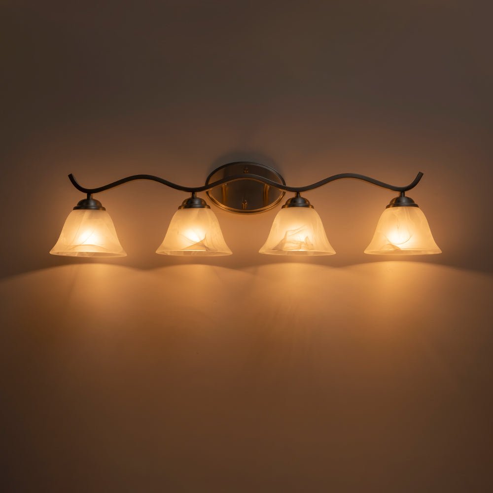 Tinduvya Nickel Cloud Bell Shade Glass Vanity Light