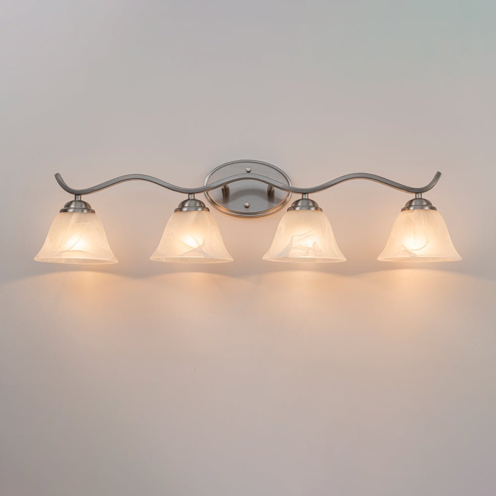 Tinduvya Nickel Cloud Bell Shade Glass Vanity Light