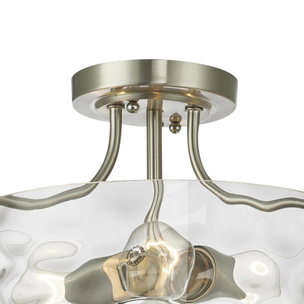 Noreta Modern Nickel Glass Semi Flush Ceiling Light