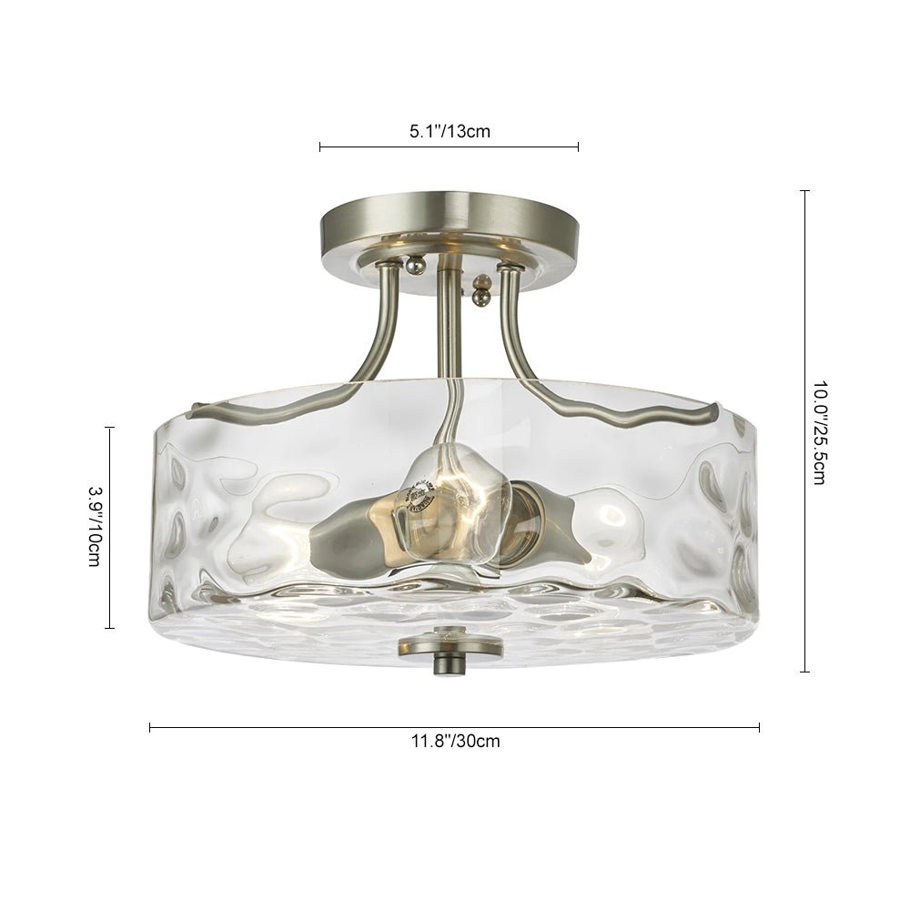 Noreta Modern Nickel Glass Semi Flush Ceiling Light