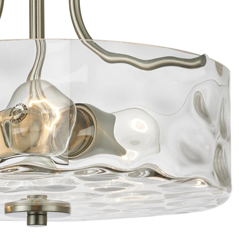 Noreta Modern Nickel Glass Semi Flush Ceiling Light
