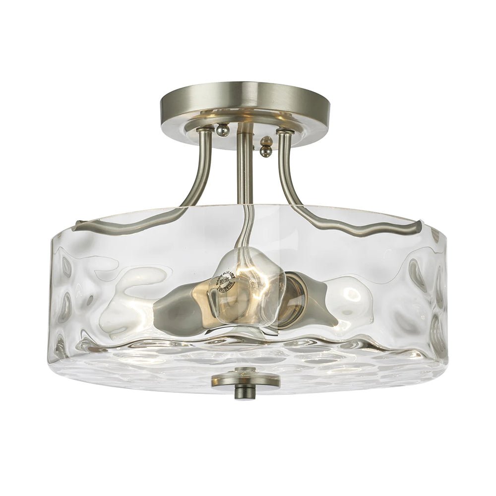 Noreta Modern Nickel Glass Semi Flush Ceiling Light
