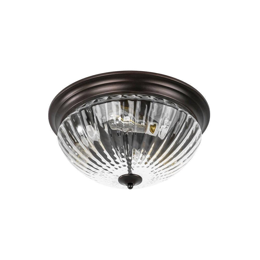 Raudari Oil Rubbed Bronze Fluted Glass Flush Mount Ceiling Light
