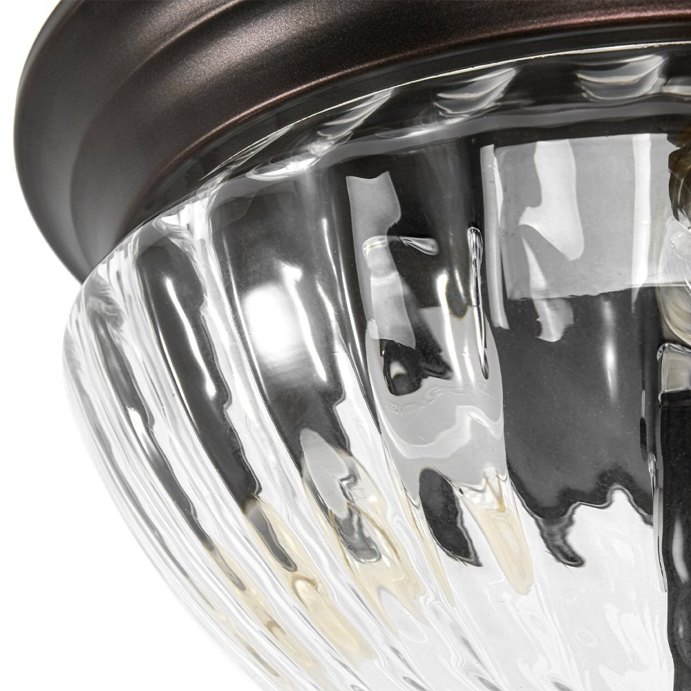 Raudari Oil Rubbed Bronze Fluted Glass Flush Mount Ceiling Light