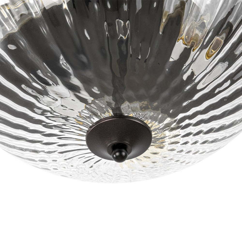 Raudari Oil Rubbed Bronze Fluted Glass Flush Mount Ceiling Light