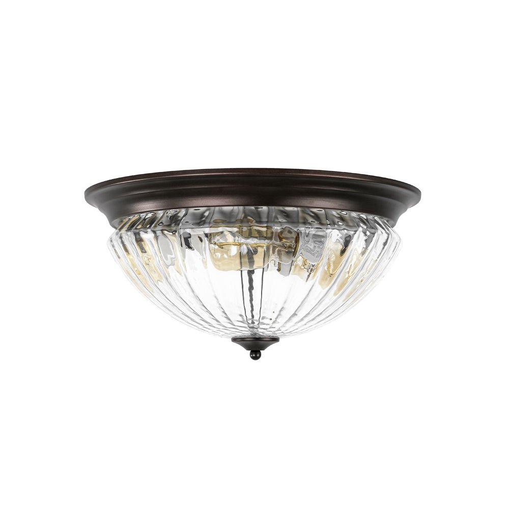 Raudari Oil Rubbed Bronze Fluted Glass Flush Mount Ceiling Light