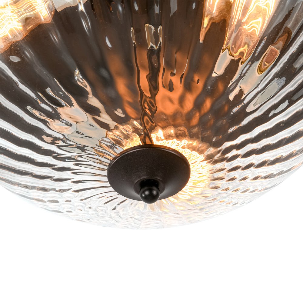 Raudari Oil Rubbed Bronze Fluted Glass Flush Mount Ceiling Light
