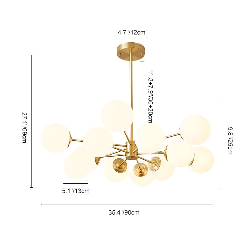 Glazia Minimalist Opal Glass Chandelier - Lamp Copper