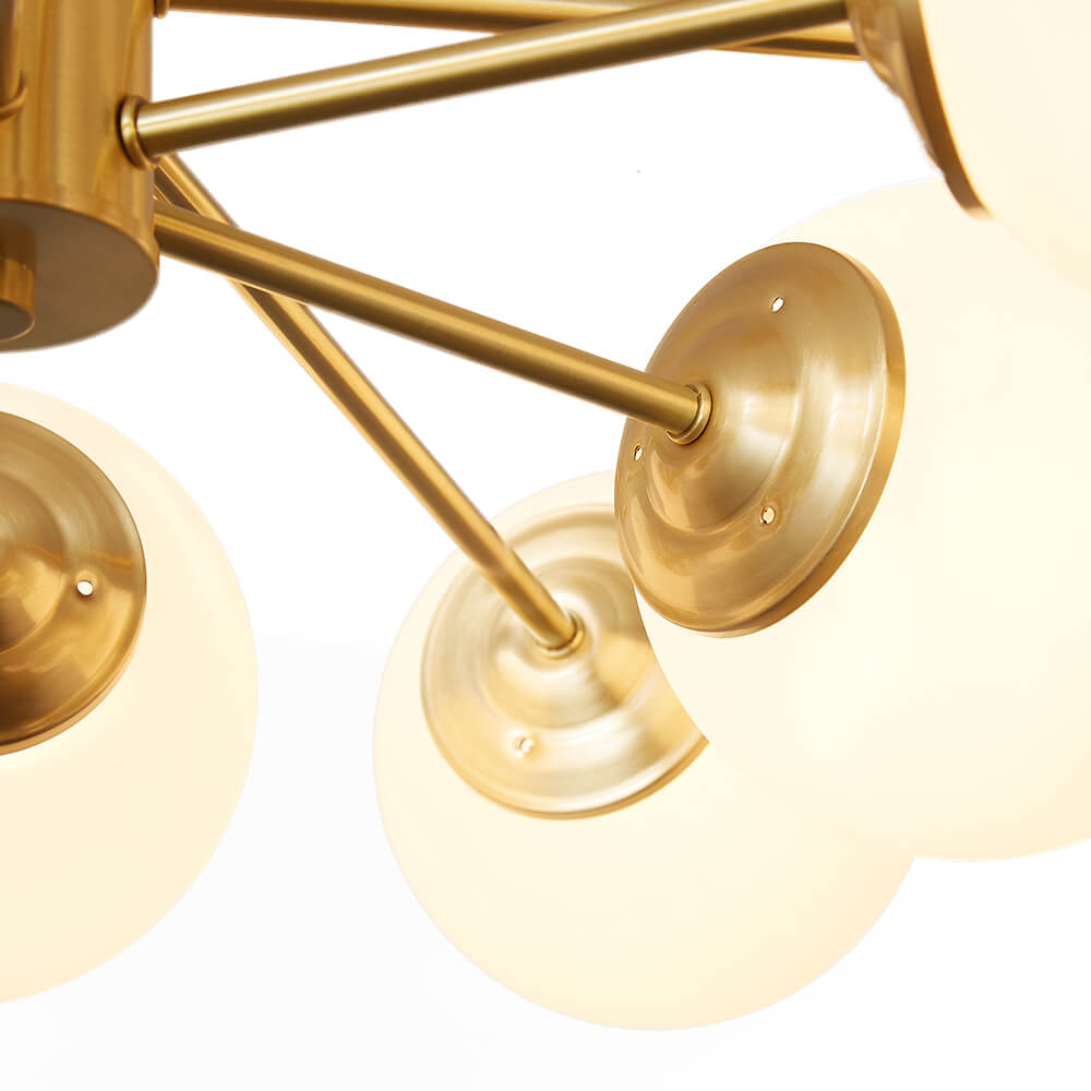 Glazia Minimalist Opal Glass Chandelier - Lamp Copper