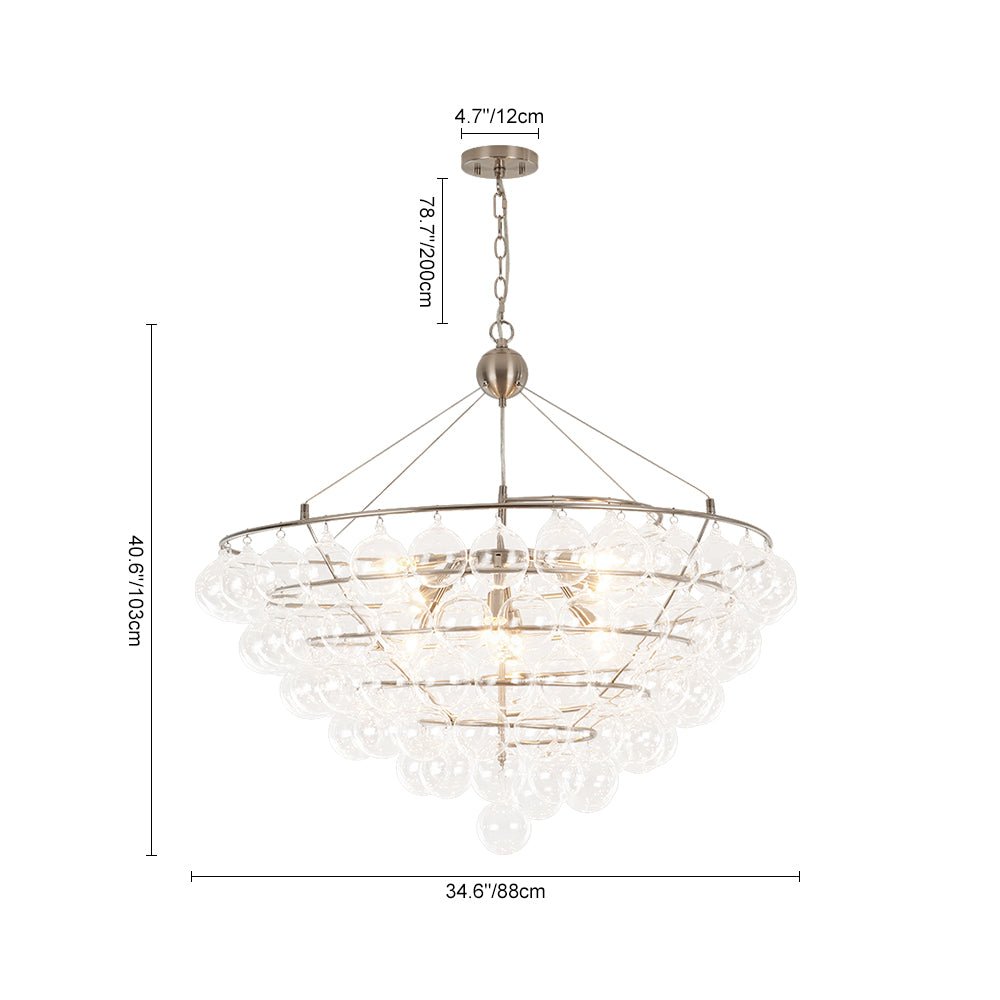 Qvistuvyx Oversized Spiral Tiered Clear Glass Chandelier - Lamp Copper