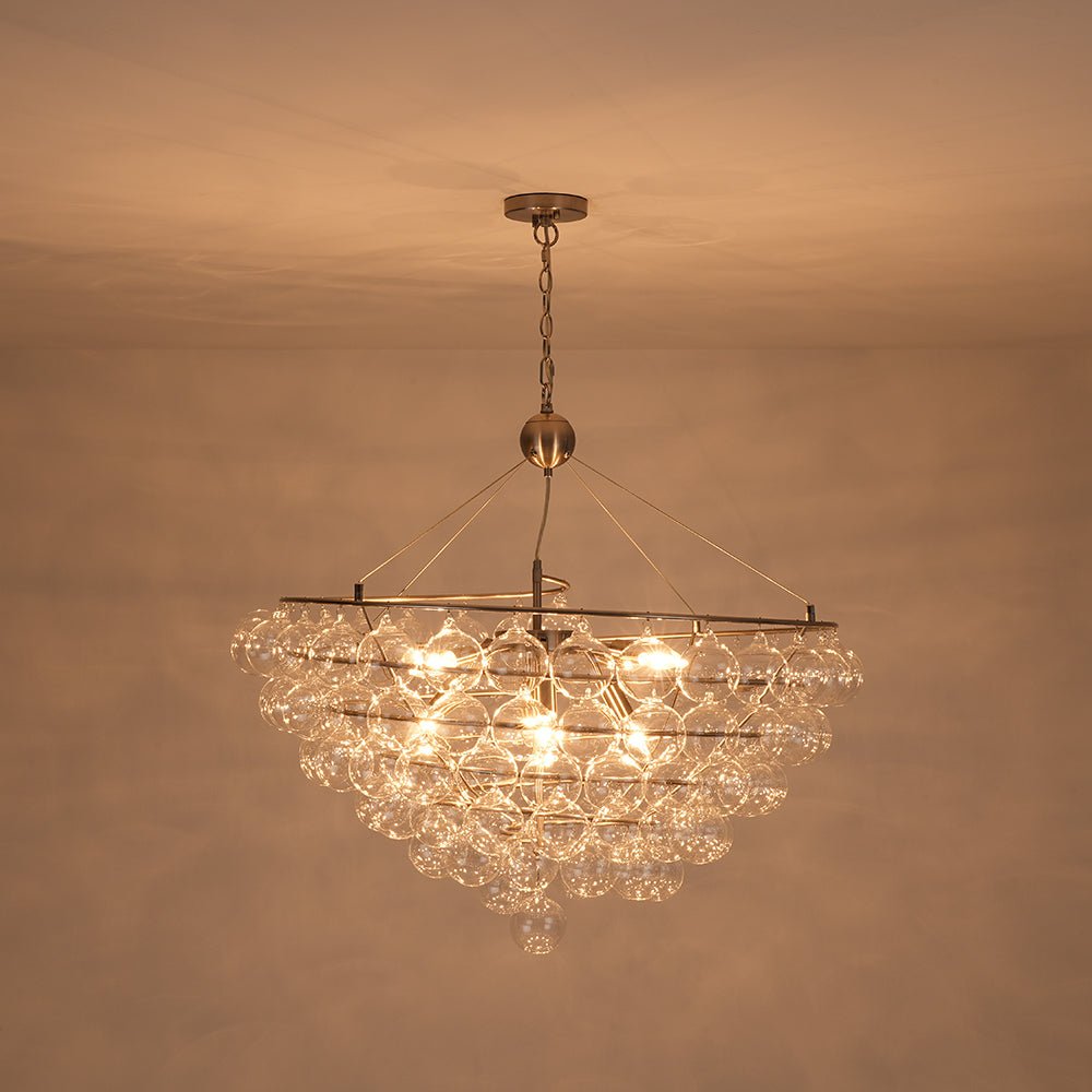 Qvistuvyx Oversized Spiral Tiered Clear Glass Chandelier - Lamp Copper