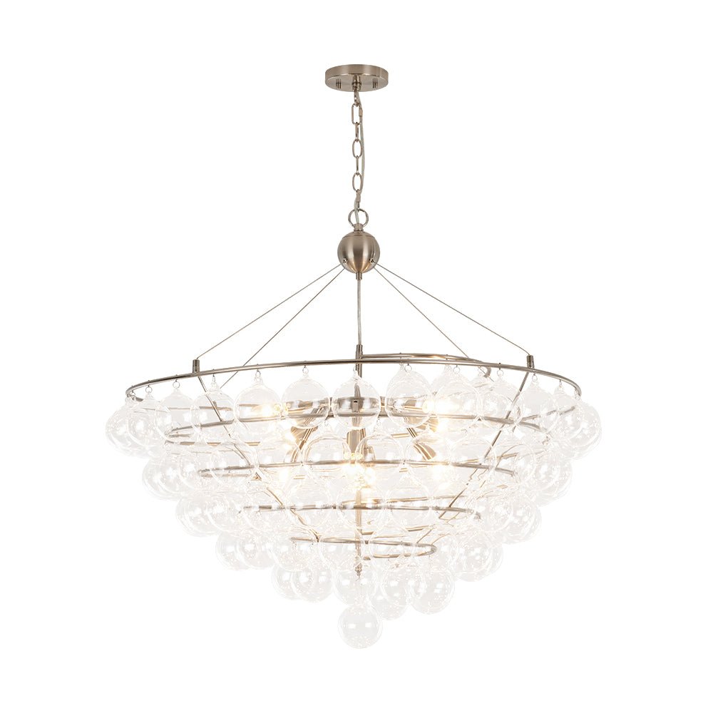 Qvistuvyx Oversized Spiral Tiered Clear Glass Chandelier - Lamp Copper