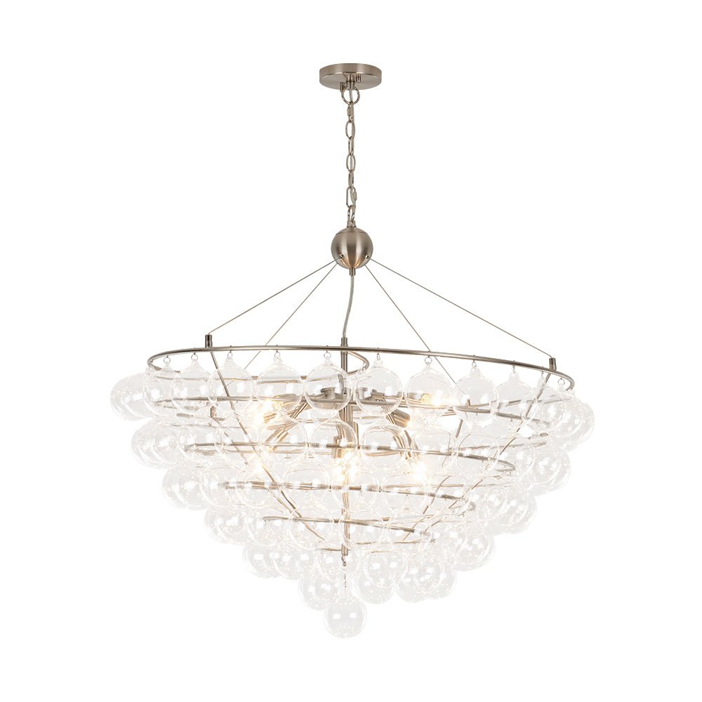 Qvistuvyx Oversized Spiral Tiered Clear Glass Chandelier - Lamp Copper