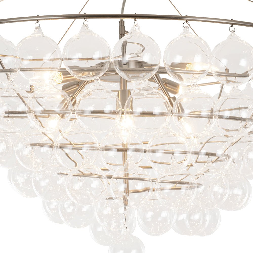 Qvistuvyx Oversized Spiral Tiered Clear Glass Chandelier - Lamp Copper