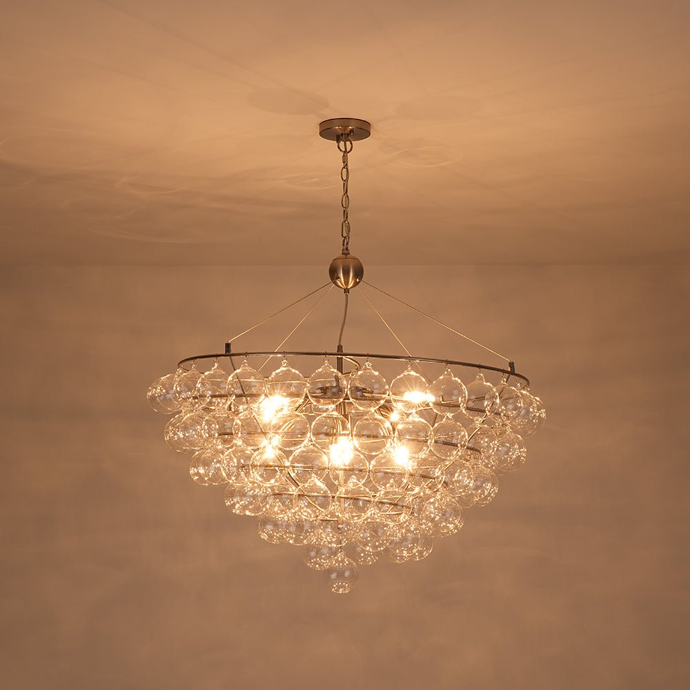 Qvistuvyx Oversized Spiral Tiered Clear Glass Chandelier